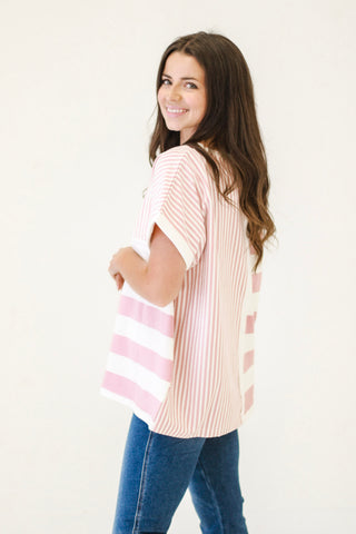Spring Fresh Stripes Top in Lt. Mauve