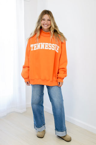Tennessee Mock Neck Pullover in Orange