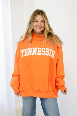 Tennessee Mock Neck Pullover in Orange