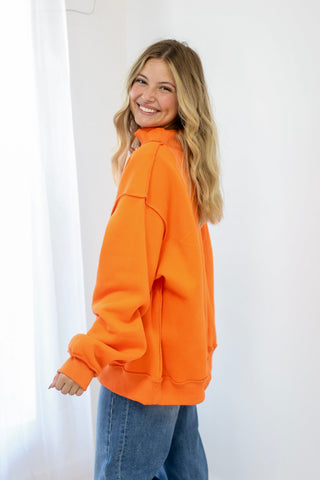 Tennessee Mock Neck Pullover in Orange