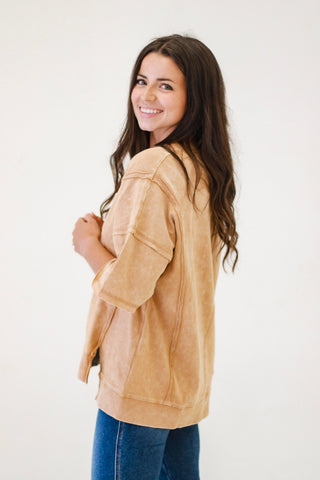 Believe in Love Casual Top in Taupe