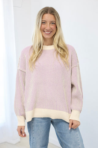 Look at Me Two Tone Sweater in Lavender