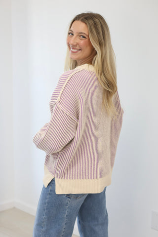Look at Me Two Tone Sweater in Lavender