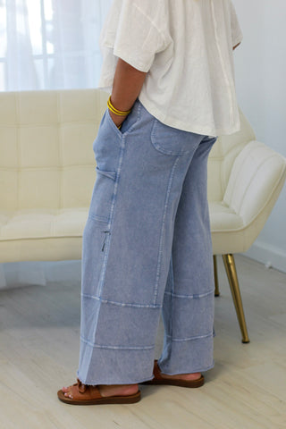Do You Love Me Wide Leg Pants in Misty Blue