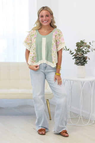 Tranquil Peace Top in Teal