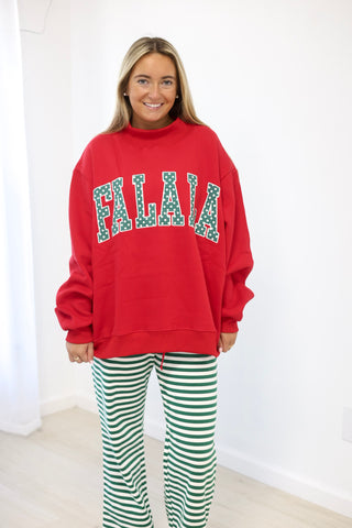Fa La La Mock Neck Pullover in Red