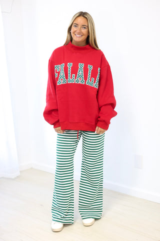 Fa La La Mock Neck Pullover in Red