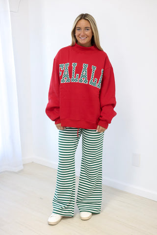 Fa La La Mock Neck Pullover in Red