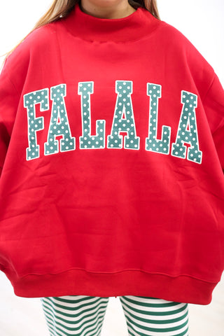 Fa La La Mock Neck Pullover in Red