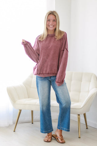 In The Thick of It Pullover in Mulberry