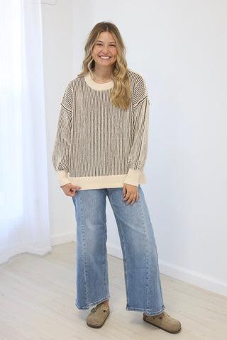Look at Me Two Tone Sweater in Brown