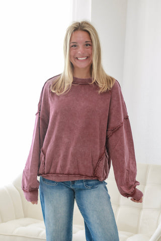 In The Thick of It Pullover in Mulberry