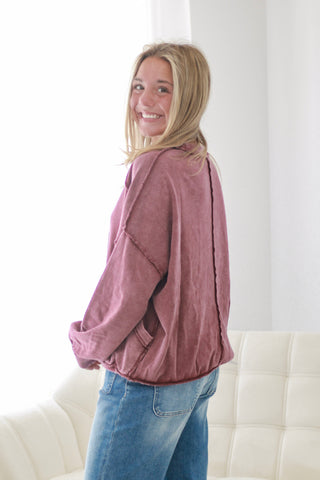 In The Thick of It Pullover in Mulberry