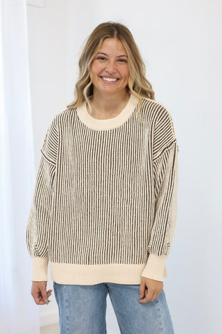 Look at Me Two Tone Sweater in Brown
