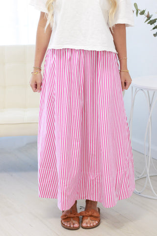 Sunny Summer Days Stripe Skirt in Pink