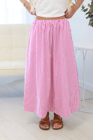 Sunny Summer Days Stripe Skirt in Pink