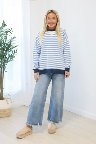 Sounds Promising Striped Top in Cornflower