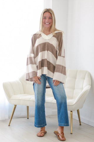 I Feel Good Striped Top in Mocha Mousse