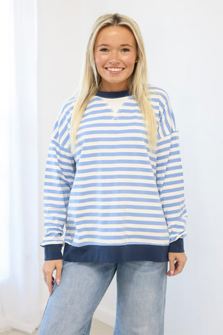 Sounds Promising Striped Top in Cornflower