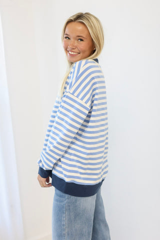 Sounds Promising Striped Top in Cornflower