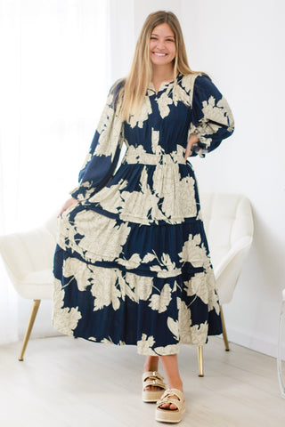 Seasons Change Navy Midi Dress