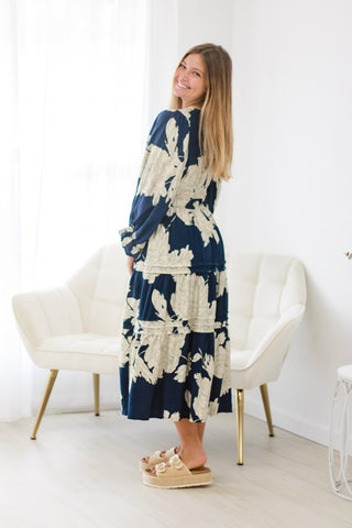 Seasons Change Navy Midi Dress