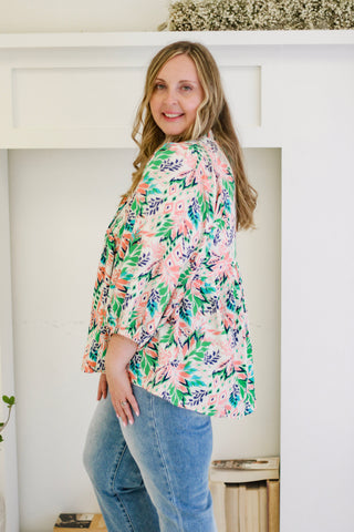 Summer Shake Up Smocked Floral Top