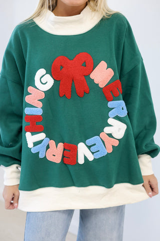 Merry Everything Chenille Patch Pullover