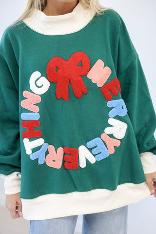 Merry Everything Chenille Patch Pullover