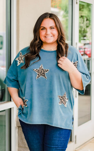 Star For You Leopard Patch Top