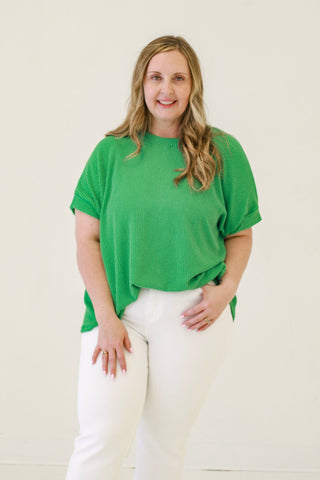 Do You Believe in Love Ribbed Top in Kelly Green
