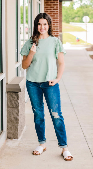 Feeling Free Eyelet Sleeve Top