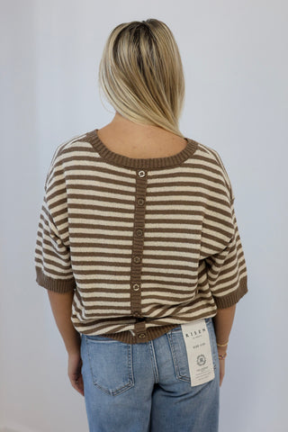 Harvest Blessings Striped Sweater in Mocha