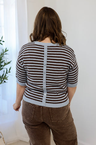Harvest Blessings Striped Sweater in Chocolate Brown