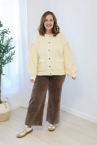 Worth Waiting for Button Up in Ecru
