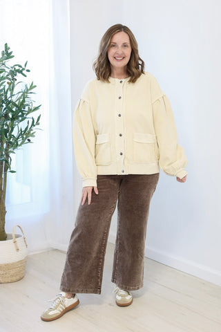 Worth Waiting for Button Up in Ecru
