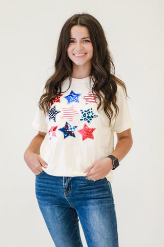 Stacked Stars Patchwork Tee