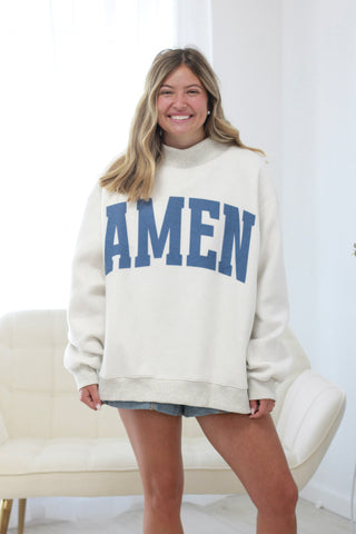 WWJD/Amen Reversible Mock Neck Pullover