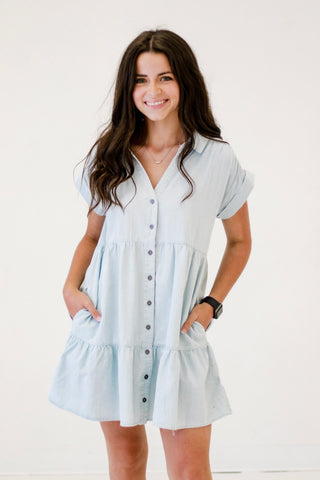 Denim Days Ahead Dress in Light Indigo
