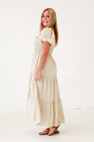 Summer Sunshine Smocked Floral Midi Dress