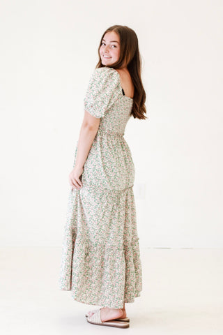 Best Contrast Floral Smocked Midi Dress