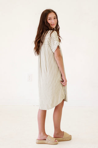 Willing to Dream Striped Olive Dress