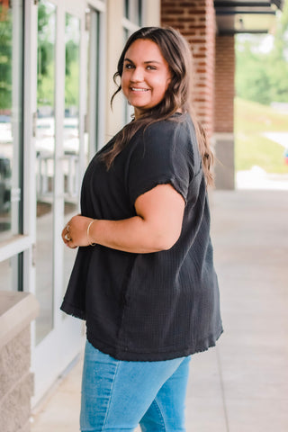 Bet on It Gauze Top in Black