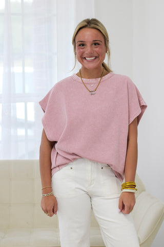 Everyday Style Ribbed Top in Mauve