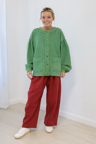 Worth Waiting for Button Up in Green