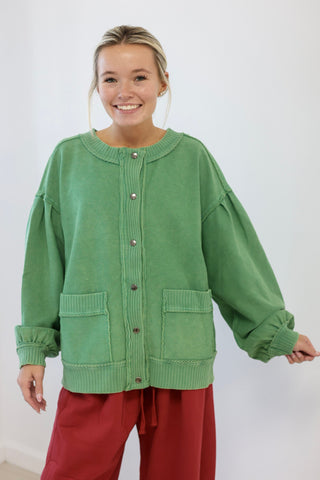 Worth Waiting for Button Up in Green