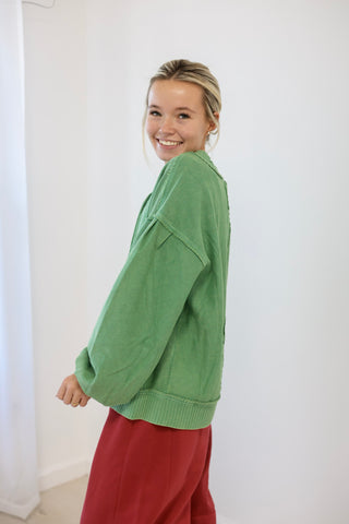 Worth Waiting for Button Up in Green