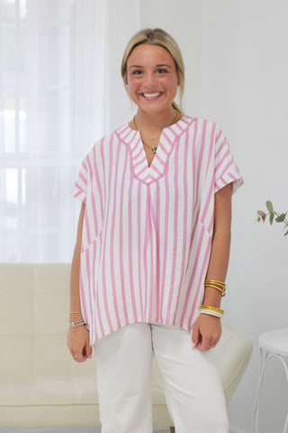 Summer Girl Pink Striped Top