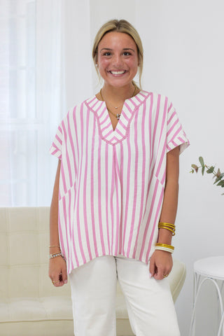 Summer Girl Pink Striped Top