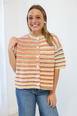 Rainbow Mocha Mix Button Up Cardigan